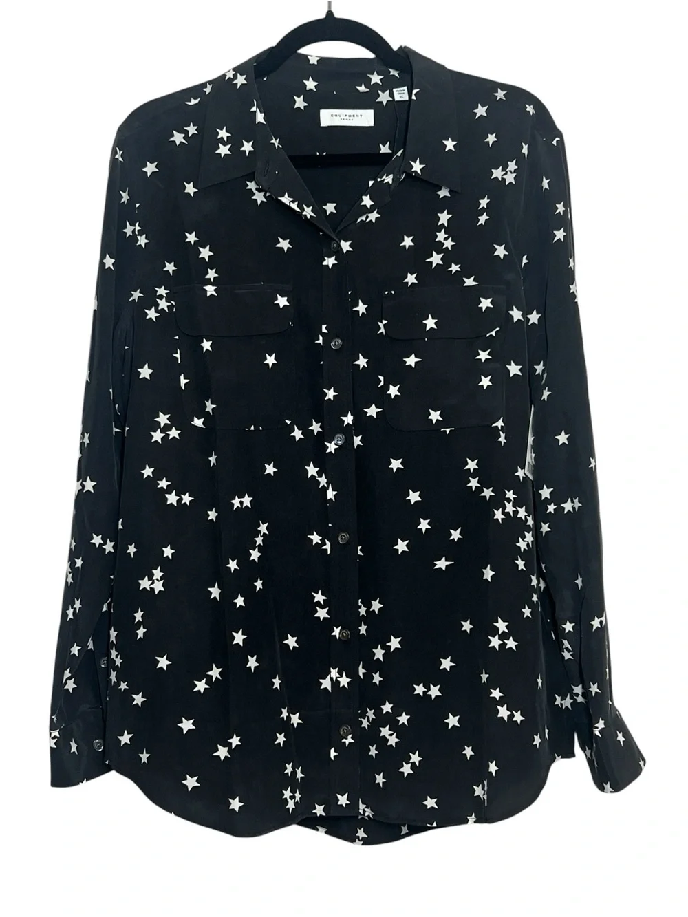 NWT Equipment Slim Signature Silk Shirt Bl White Star Print Size XL